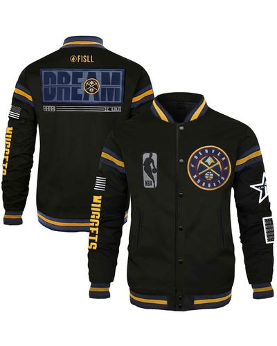 FISLL And X History Collection Denver nuggets Full-snap Varsity Jacket - Black