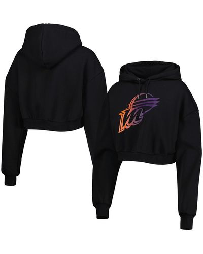 The Wild Collective Phoenix Mercury Washed Cropped Pullover Hoodie - Black