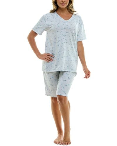 Roudelain 2-pc. Printed Bermuda Pajamas Set - Blue