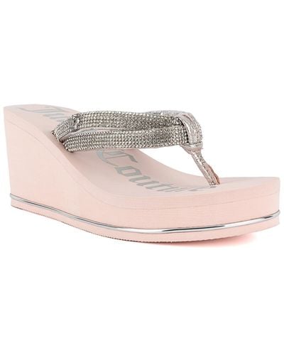 Juicy Couture Unwind Rhinestone Platform Wedge Sandals - Pink