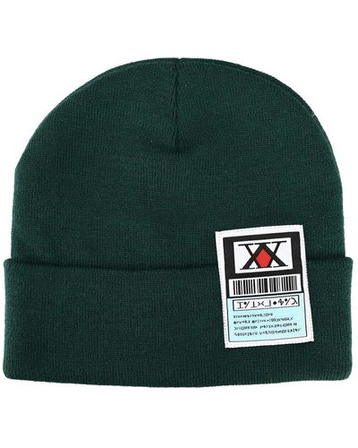 HUNTER Ribbed Knitted Green Beanie Hat