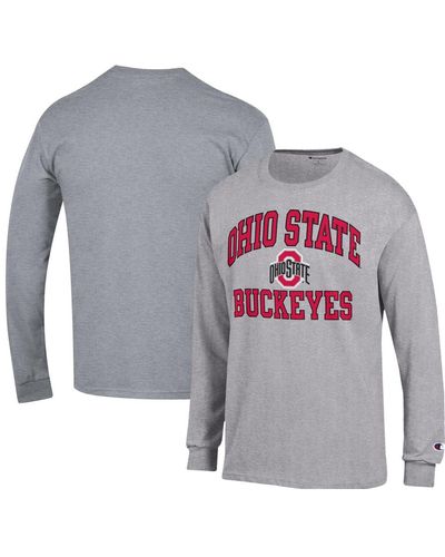 Champion Ohio State Buckeyes High Motor Long Sleeve T-shirt - Gray