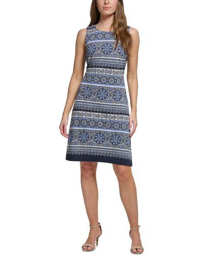 Tommy Hilfiger Printed Jersey Sleeveless Dress - Blue