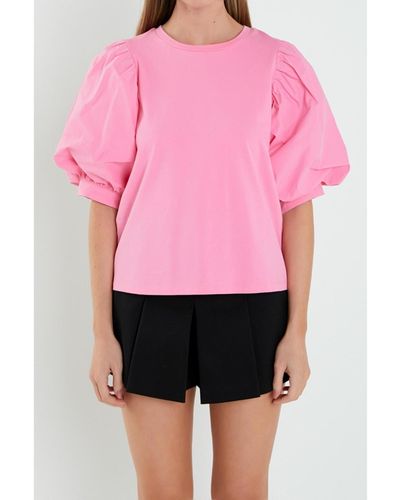 English Factory Poplin Sleeve Combo T-shirts - Pink