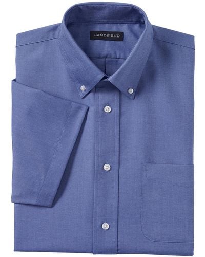 Lands' End School Uniform Long Sleeve Solid Oxford Dress Shirt - Blue