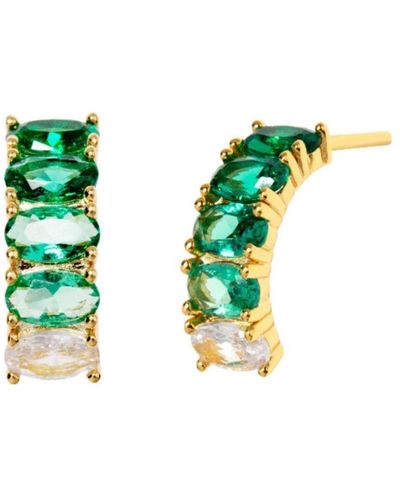 Little Sky Stone Gradient Crystal Stud Earrings - Green