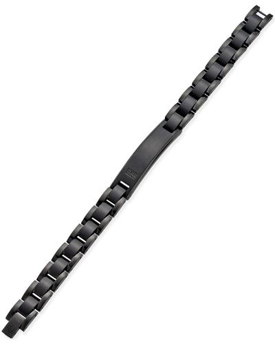 Macy's Men's Black Diamond Accent Link Bracelet In Black Ip-plated Stainless Steel - Gray