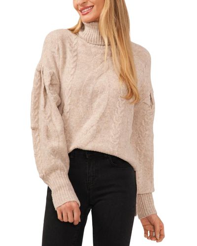 Cece Cable-knit Turtleneck Sweater - Natural