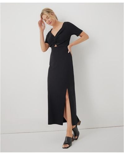 Pact Luxe Jersey Knot Maxi Dress Made With Organic Cotton - Blue