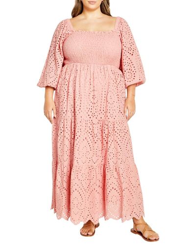 City Chic Plus Size Brodie Maxi Dress - Pink