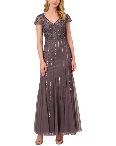 Adrianna Papell Lace Embellished Gown - Purple