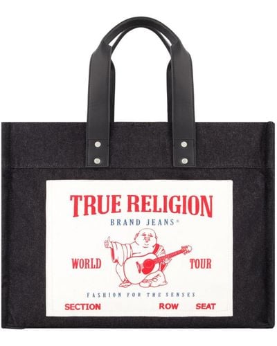 True Religion Washed Denim Extra Large Tote Bag - Red