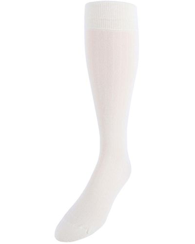 Trafalgar Sutton Over The Calf Fine Merino Wool Socks - White
