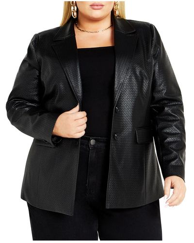 City Chic Plus Size Fallon Faux Leather Jacket - Black