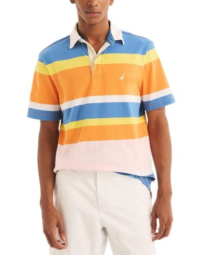 Nautica Classic-fit Striped Rugby Polo Shirt - Orange