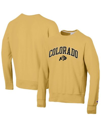 Champion Distressed Colorado Buffaloes Skinny Arch Over Vintage-like Wash Pullover Sweatshirt - Metallic