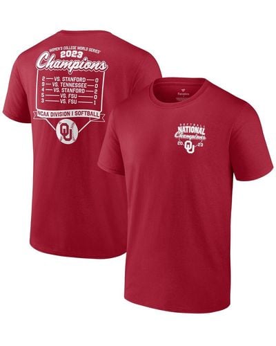 Fanatics And Oklahoma Sooners 2023 Ncaa Softball College World Series Champions Schedule T-shirt - Red