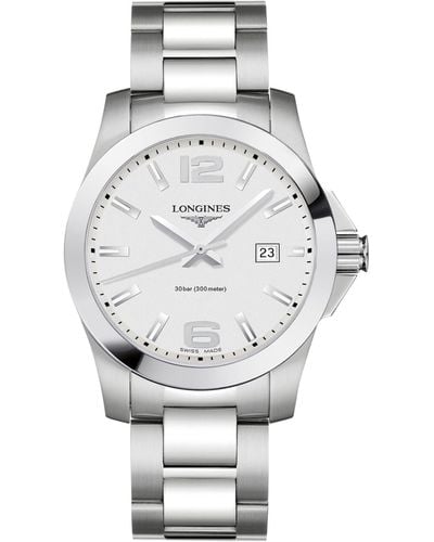 Longines Swiss Conquest Stainless Steel Bracelet Watch 41mm - Gray