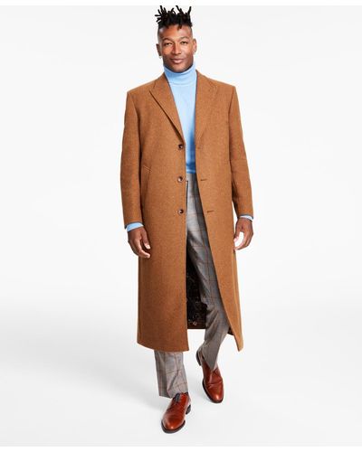 Tayion Collection Classic-fit Wool Blend Overcoats - Brown