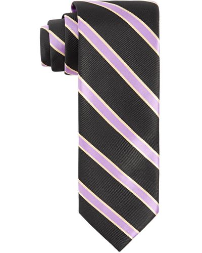 Tayion Collection Purple & Gold Stripe Tie - Black