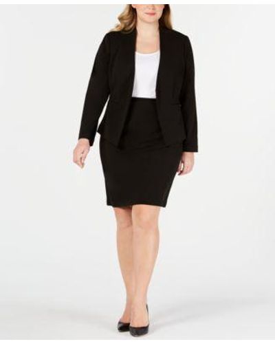 Calvin Klein Plus Size Soft Crepe Pencil Skirt - Black