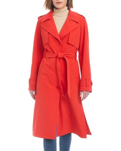 Kate Spade New York Maxi Belted Water-resistant Trench Coat - Red