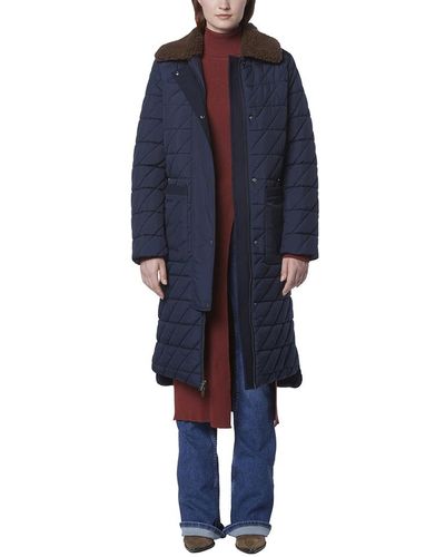 Andrew Marc Maxine Rhombus Quilted Mixed Media Anorak - Blue