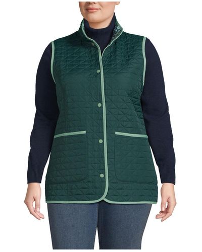 Lands' End Plus Size Insulated Reversible Barn Vest - Green
