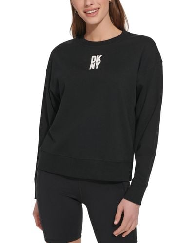 DKNY Sport Puff-logo Long-sleeve Sweatshirt - Black