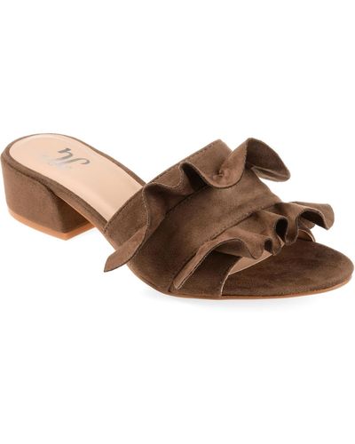 Journee Collection Sabica Ruffle Slip On Dress Sandals - Brown