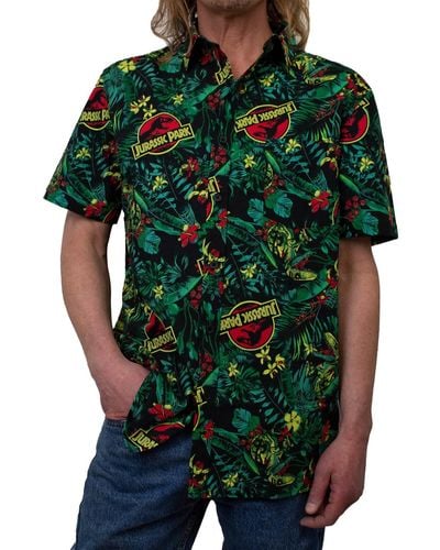 Fifth Sun Tropical Raptor Short Sleeves Pattern Woven Shirt - Green