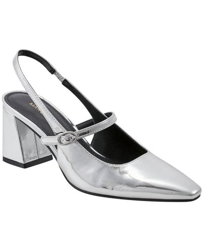 Marc Fisher Lanai Block Heel Dress Snip Toe Slingbacks - White