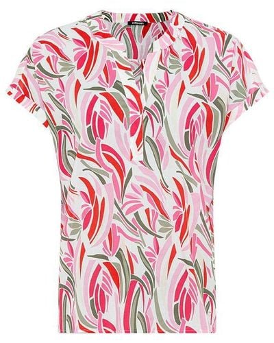 Olsen 100% Cotton Short Sleeve Printed Tunic Blouse - Red