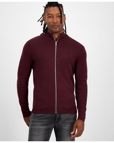 INC International Concepts Champ Zip Sweater - Red