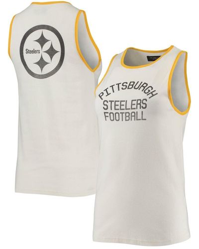 Junk Food White And Gold Pittsburgh Steelers Throwback Pop Binding Scoop Neck Tank Top