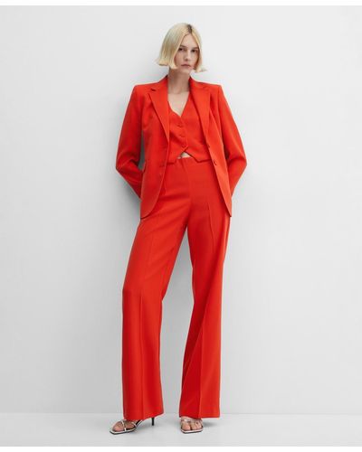 Mango Belted Wide Leg Pants - Red