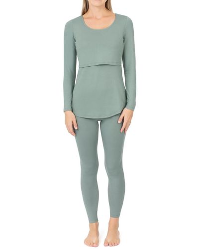 Kindred Bravely Maternity Jane Long Sleeve Nursing Pajama Set - Green
