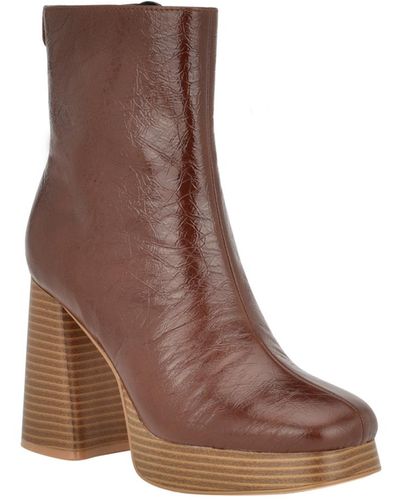 Guess Danca Platform Block Heel Dress Boots - Brown