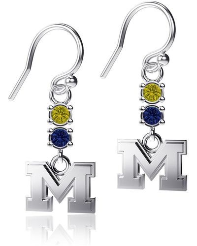 Dayna Designs Michigan Wolverines Dangle Crystal Earrings - White