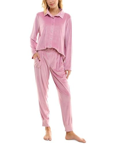 Roudelain 2-pc. Ribbed Velour jogger Pajamas Set - Pink