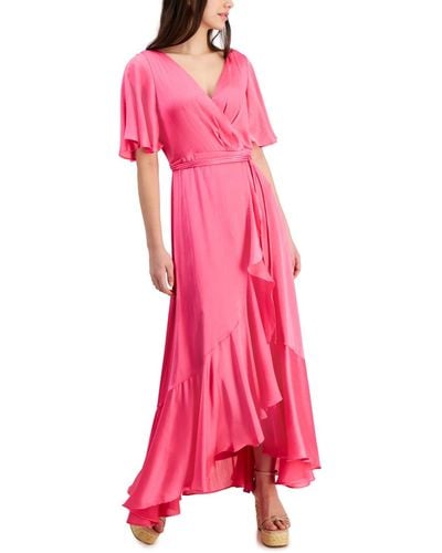 Taylor Flutter-sleeve High-low A-line Dress - Pink