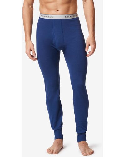 Stanfield's 2 Layer Cotton Blend Thermal Long Johns Underwear - Blue