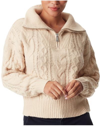 Sam Edelman Jorden Quarter-zip Cable-knit Sweater - Brown