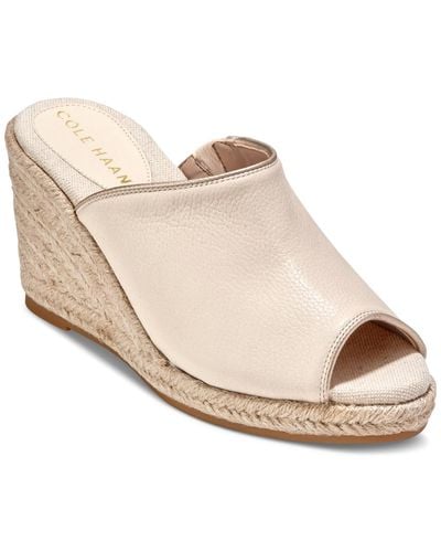 Cole Haan Cloudfeel Southcrest Espadrille Mule Wedge Sandals - Natural