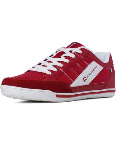 Alpine Swiss Stefan Retro Fashion Sneakers Tennis Shoes Casual Athletic - Red