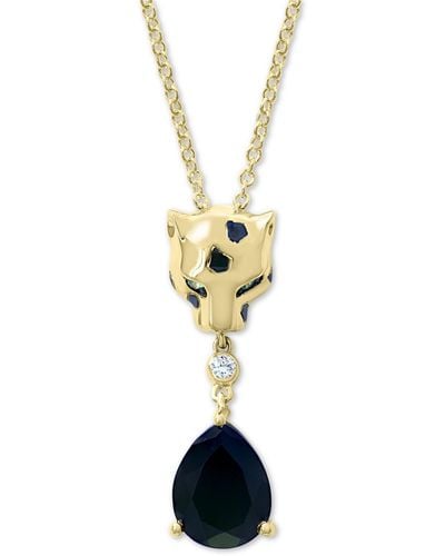 Effy Effy Multi-gemstone & Diamond Accent Panther Head 18" Pendant Necklace - Metallic