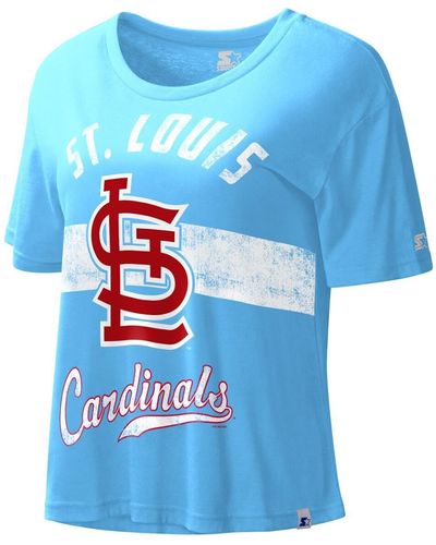 Starter St. Louis Cardinals Cooperstown Collection Record Setter Crop Top - Blue