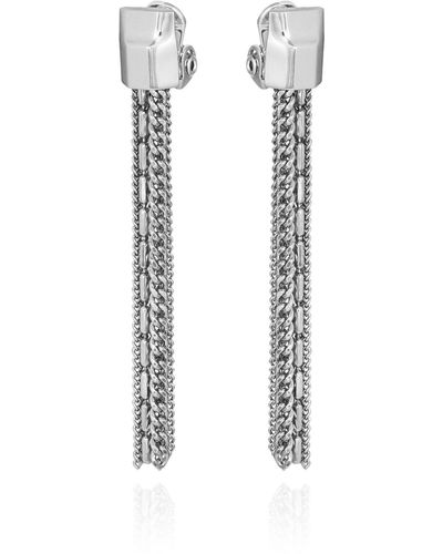 Vince Camuto Mixed Chain Tassel Clip-on Drop Earrings - Metallic