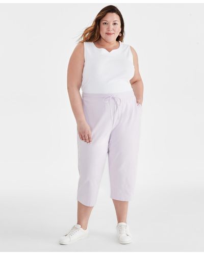 Style & Co. Plus Size Knit Pull-on Capri Pants - Purple