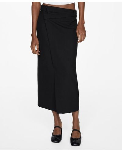 Mango Midi Wrap Skirt - Black